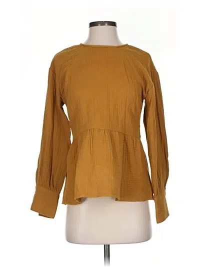 Pre-owned Madewell Long Sleeve Blouse In Gold