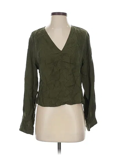 Pre-owned Madewell Long Sleeve Blouse In Green