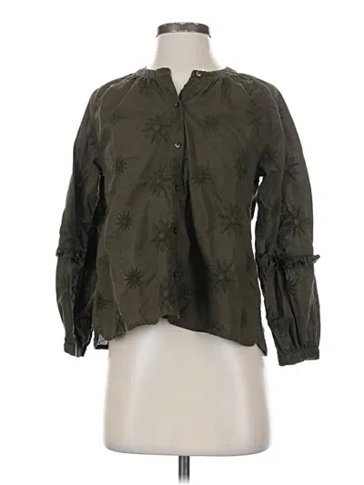Pre-owned Madewell Long Sleeve Blouse In Green