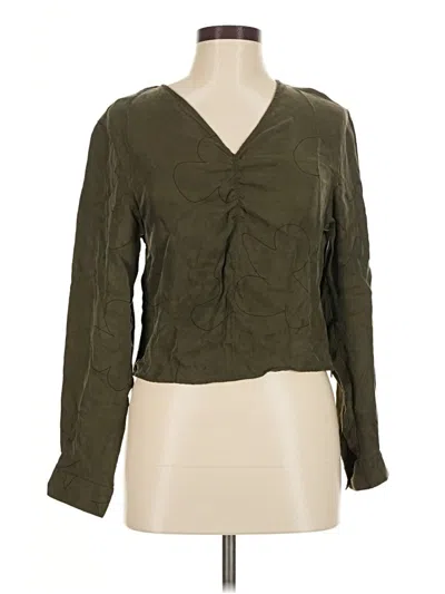 Pre-owned Madewell Long Sleeve Blouse In Green