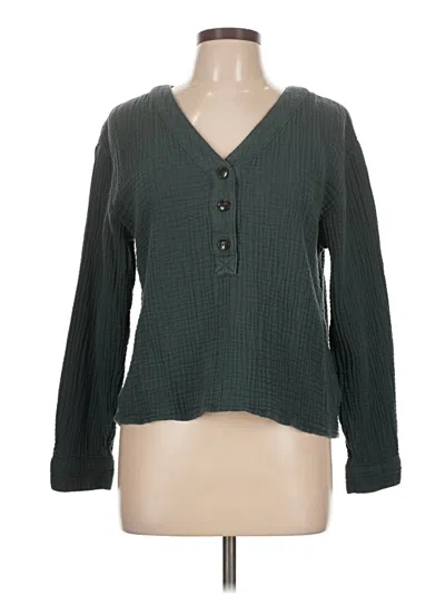 Pre-owned Madewell Long Sleeve Blouse In Green