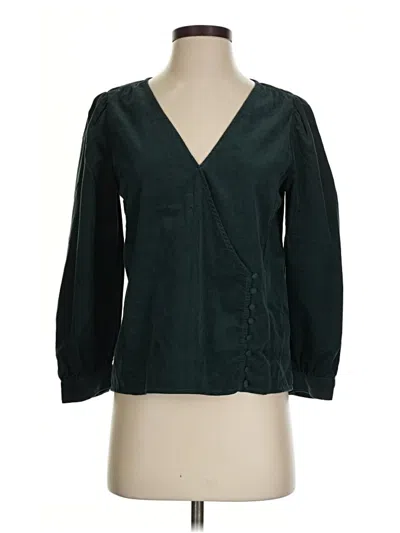 Pre-owned Madewell Long Sleeve Blouse In Green