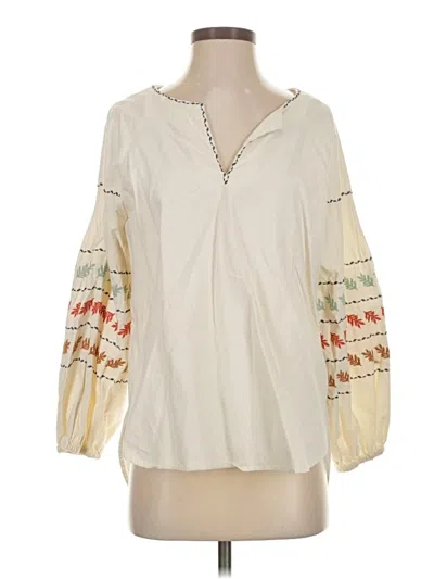 Pre-owned Madewell Long Sleeve Blouse In White