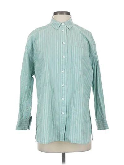 Pre-owned Madewell Long Sleeve Button Down Shirt In Blue