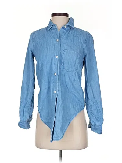 Pre-owned Madewell Long Sleeve Button Down Shirt In Blue