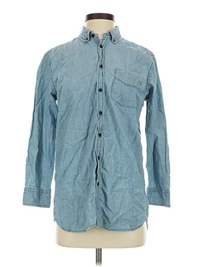 Pre-owned Madewell Long Sleeve Button Down Shirt In Blue
