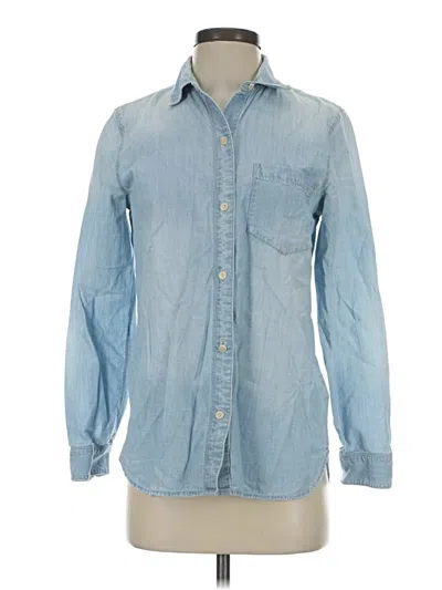 Pre-owned Madewell Long Sleeve Button Down Shirt In Blue