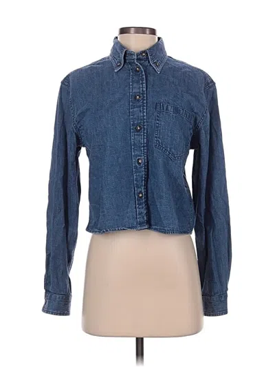 Pre-owned Madewell Long Sleeve Button Down Shirt In Blue