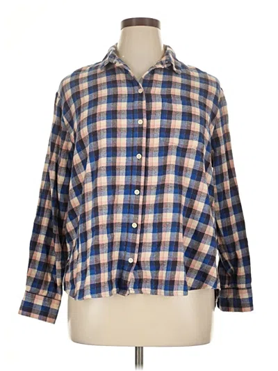 Pre-owned Madewell Long Sleeve Button Down Shirt In Blue