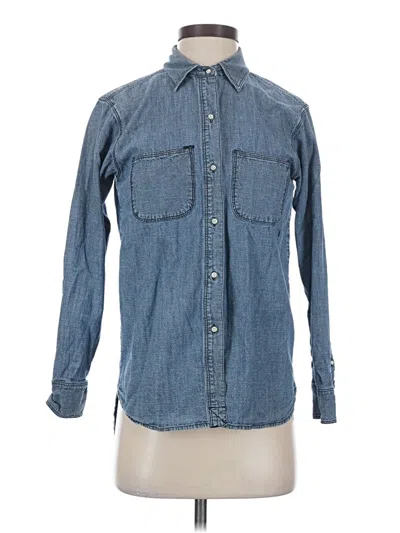Pre-owned Madewell Long Sleeve Button Down Shirt In Blue