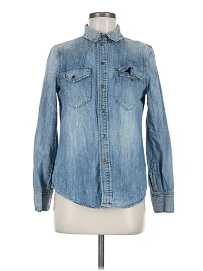 Pre-owned Madewell Long Sleeve Button Down Shirt In Blue