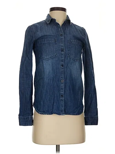 Pre-owned Madewell Long Sleeve Button Down Shirt In Blue