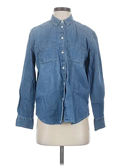 Pre-owned Madewell Long Sleeve Button Down Shirt In Blue