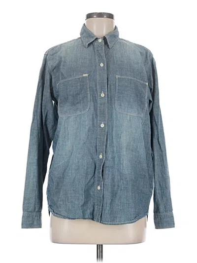 Pre-owned Madewell Long Sleeve Button Down Shirt In Blue