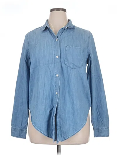 Pre-owned Madewell Long Sleeve Button Down Shirt In Blue