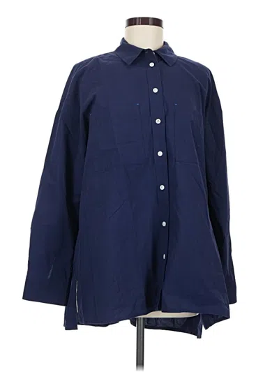 Pre-owned Madewell Long Sleeve Button Down Shirt In Blue