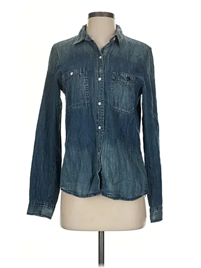 Pre-owned Madewell Long Sleeve Button Down Shirt In Blue