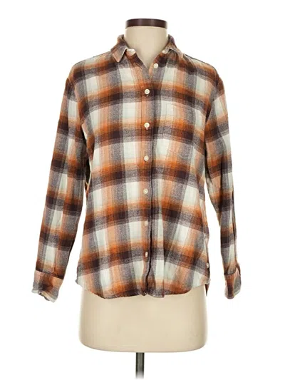 Pre-owned Madewell Long Sleeve Button Down Shirt In Brown