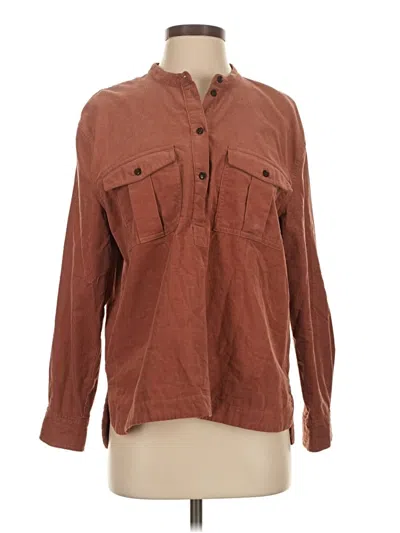 Pre-owned Madewell Long Sleeve Button Down Shirt In Brown