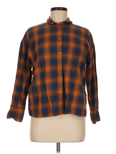Pre-owned Madewell Long Sleeve Button Down Shirt In Brown