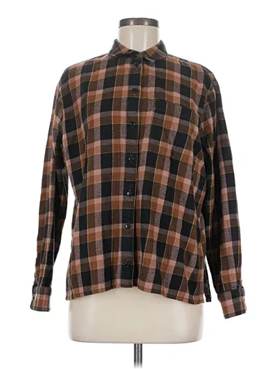Pre-owned Madewell Long Sleeve Button Down Shirt In Brown