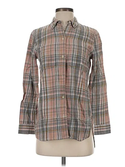 Pre-owned Madewell Long Sleeve Button Down Shirt In Brown