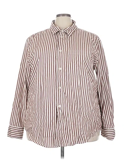 Pre-owned Madewell Long Sleeve Button Down Shirt In Brown