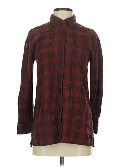 Pre-owned Madewell Long Sleeve Button Down Shirt In Burgundy