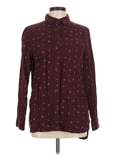 Pre-owned Madewell Long Sleeve Button Down Shirt In Burgundy