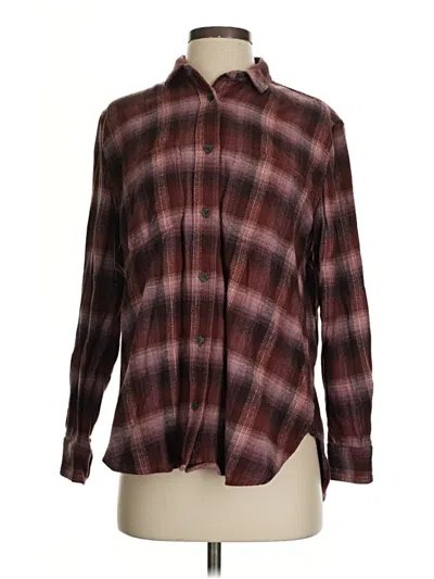 Pre-owned Madewell Long Sleeve Button Down Shirt In Burgundy