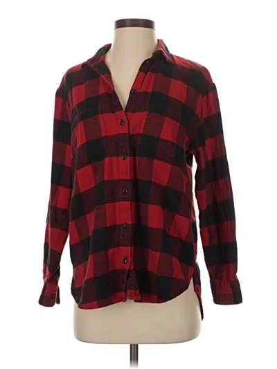 Pre-owned Madewell Long Sleeve Button Down Shirt In Burgundy