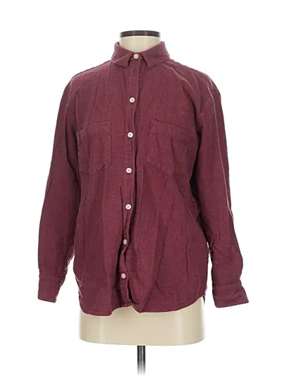 Pre-owned Madewell Long Sleeve Button Down Shirt In Burgundy