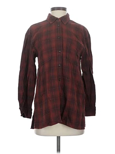 Pre-owned Madewell Long Sleeve Button Down Shirt In Burgundy