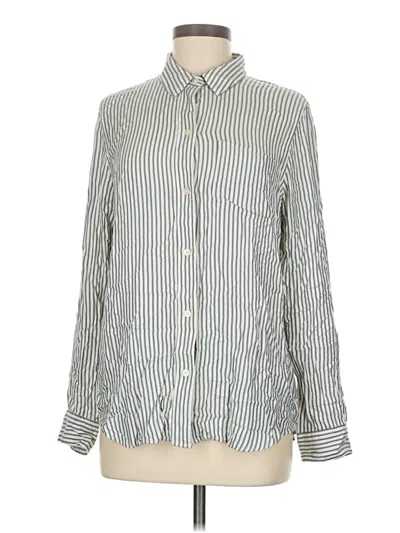 Pre-owned Madewell Long Sleeve Button Down Shirt In Silver