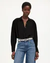 Madewell Long-sleeve Button-front Top In True Black