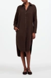 Madewell Long Sleeve Corduroy Midi Shirtdress In Dark Carob