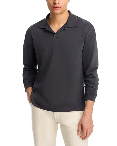 Madewell Long Sleeve Cotton Polo Shirt In Black
