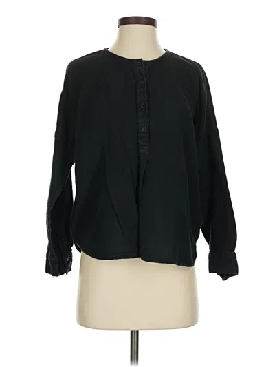 Pre-owned Madewell Long Sleeve Henley Shirt In Black