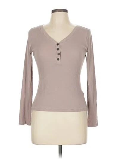 Pre-owned Madewell Long Sleeve Henley Shirt In Brown