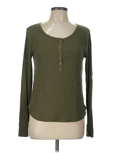 Pre-owned Madewell Long Sleeve Henley Shirt In Green