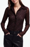 Madewell Long Sleeve Mesh Button-up Top In Brown
