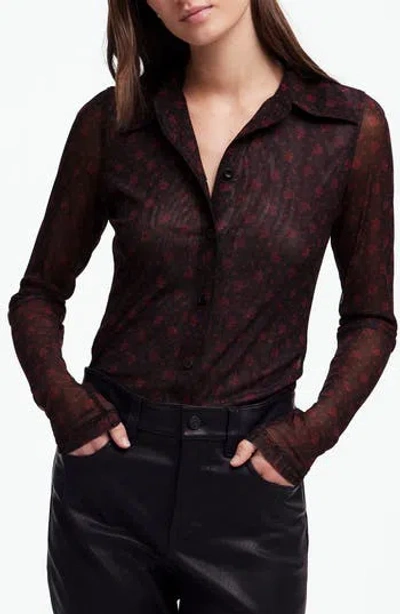 Madewell Long Sleeve Mesh Button-up Top