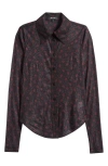 Madewell Long Sleeve Mesh Button-up Top In Sweet Ditsy Bright Cherry