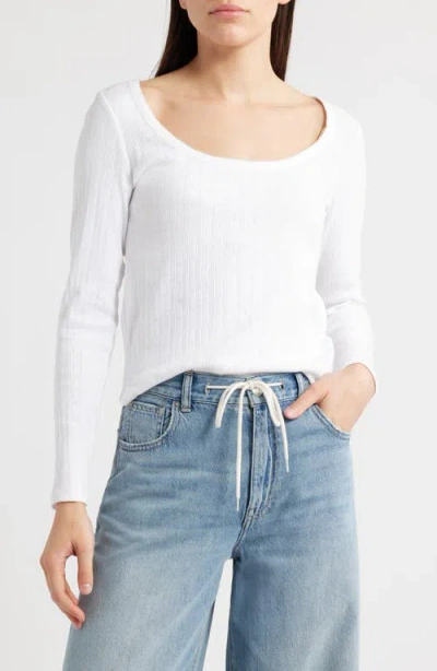 Madewell Long Sleeve Pointelle T-shirt In White