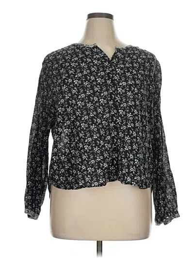 Pre-owned Madewell Long Sleeve Polo Shirt In Black