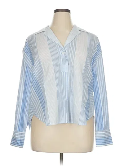 Pre-owned Madewell Long Sleeve Polo Shirt In Blue