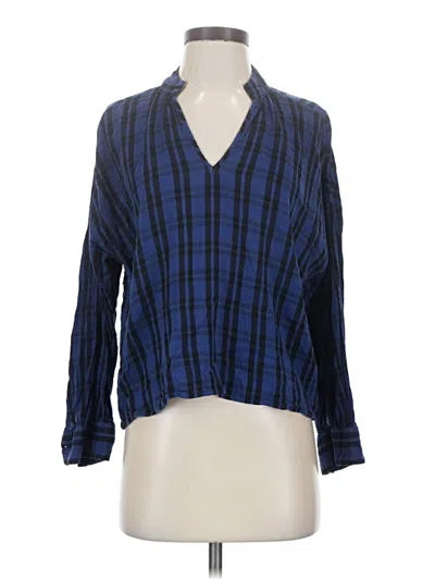 Pre-owned Madewell Long Sleeve Polo Shirt In Blue