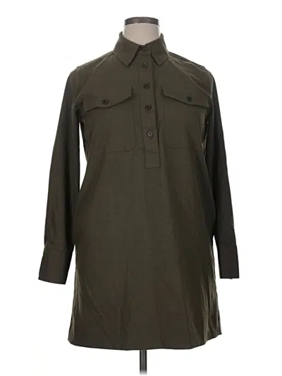 Pre-owned Madewell Long Sleeve Polo Shirt In Green