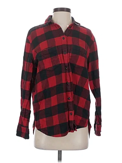 Pre-owned Madewell Long Sleeve Polo Shirt In Red