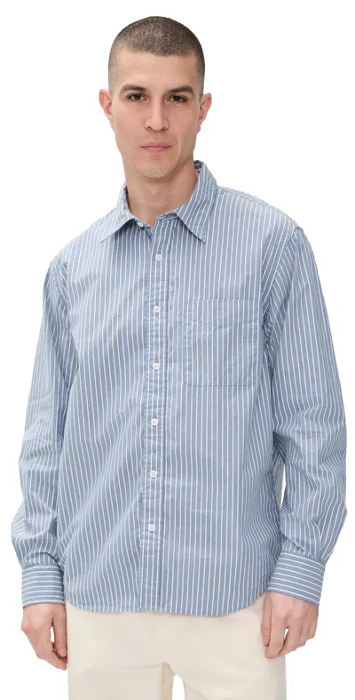 Madewell Long Sleeve Poplin Shirt Blue Stripe